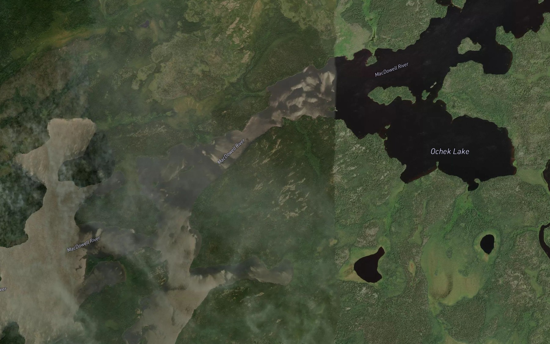 Satellite map of the Ochek Lake