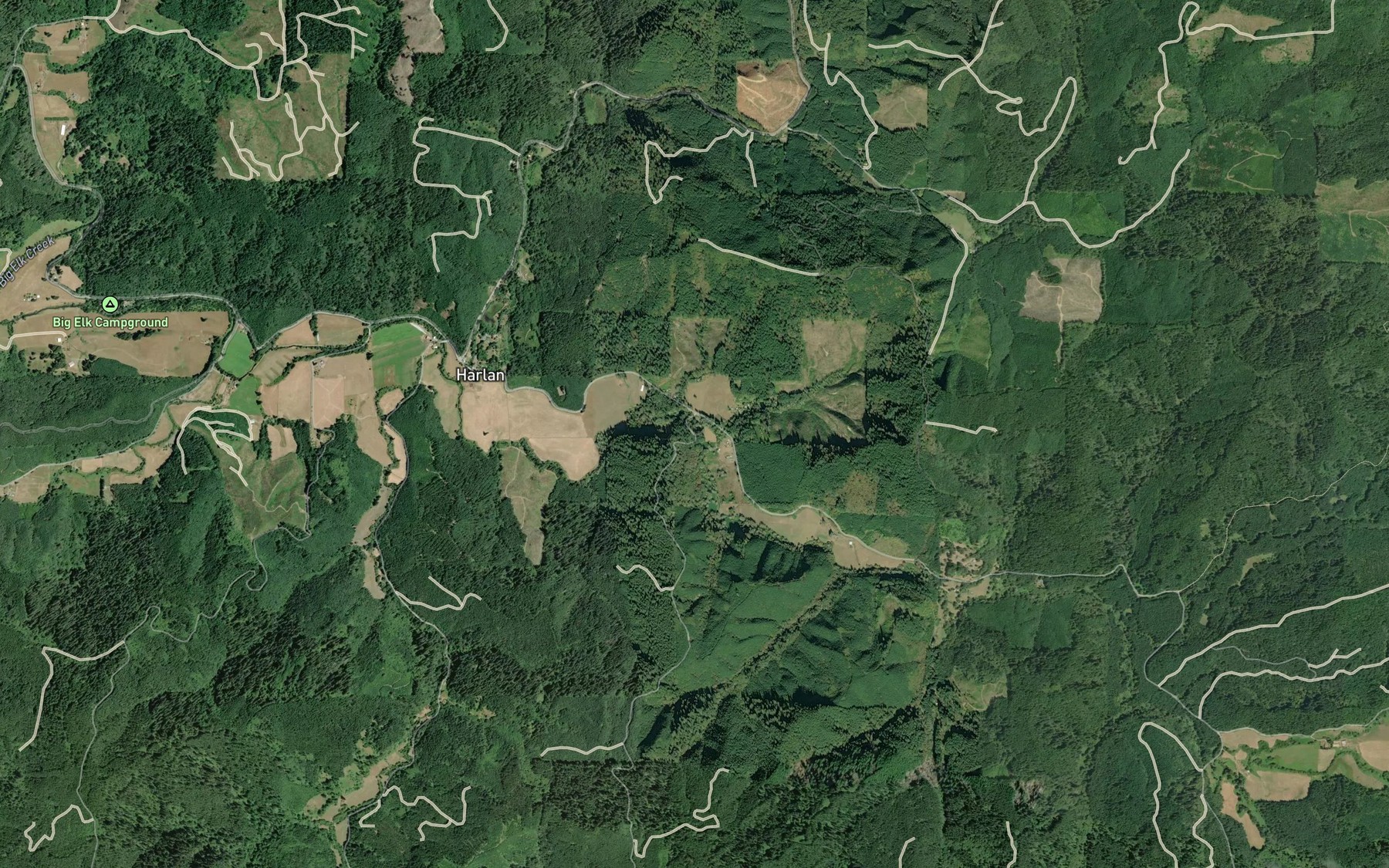 Satellite map of the Coyote Creek