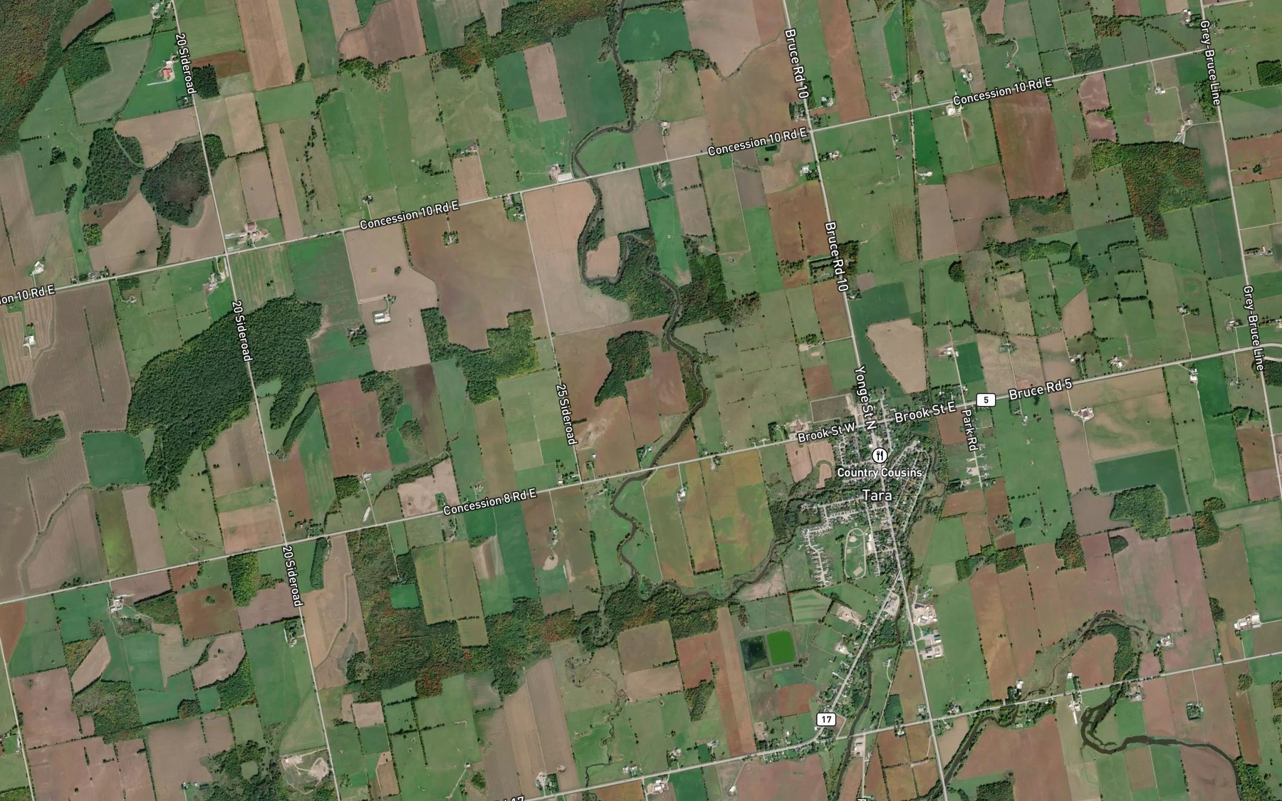 Satellite map of the Arkwright Creek