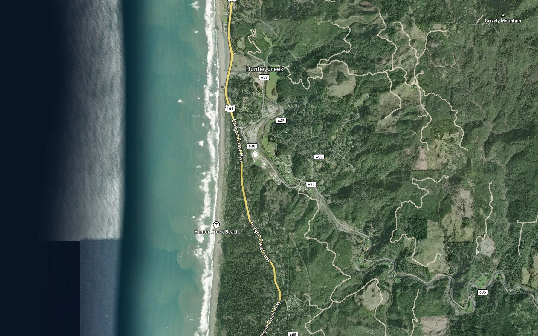 Satellite map of the Evans Log Ponds