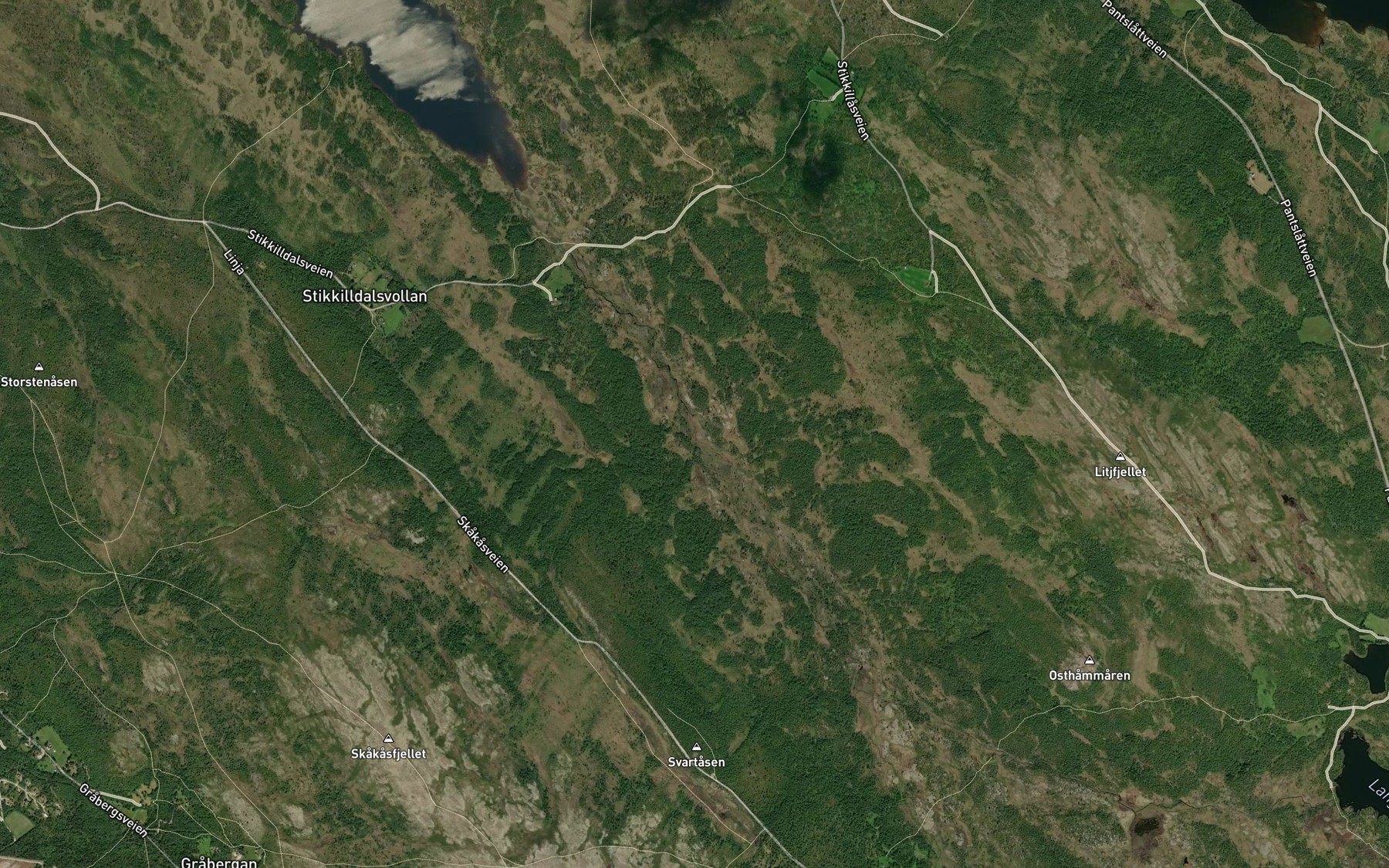 Satellite map of the Stikkilldalsbekken