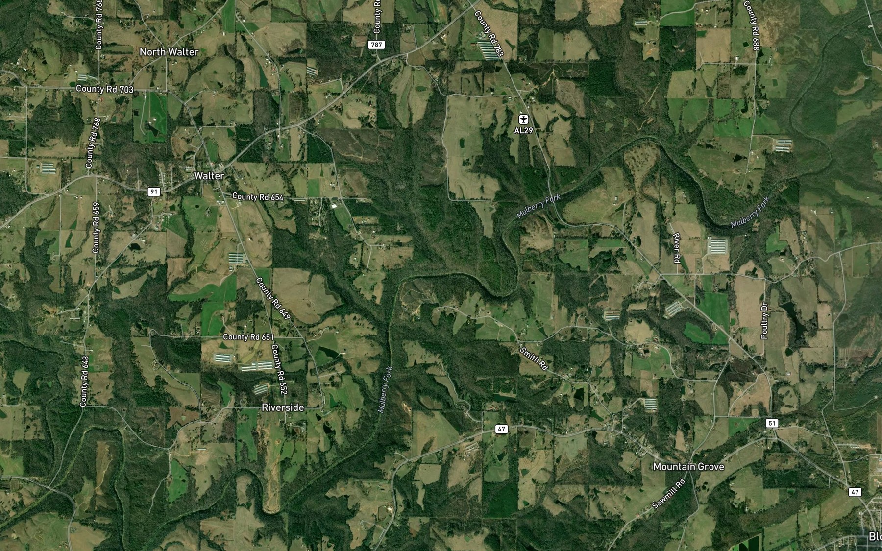 Satellite map of the Buzzard Branch