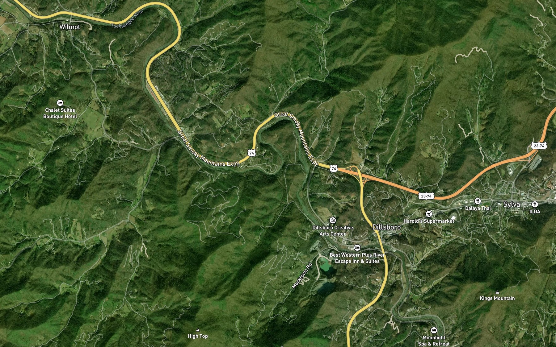 Satellite map of the Laurel Branch