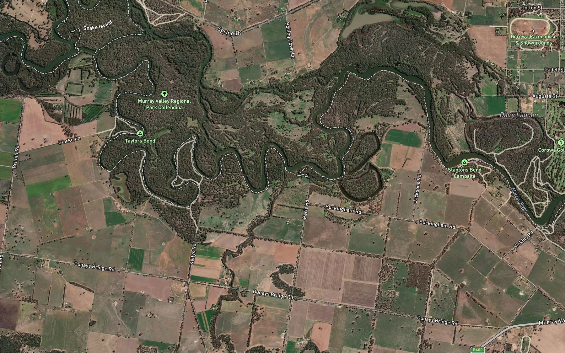Satellite map of the Black Dog Creek