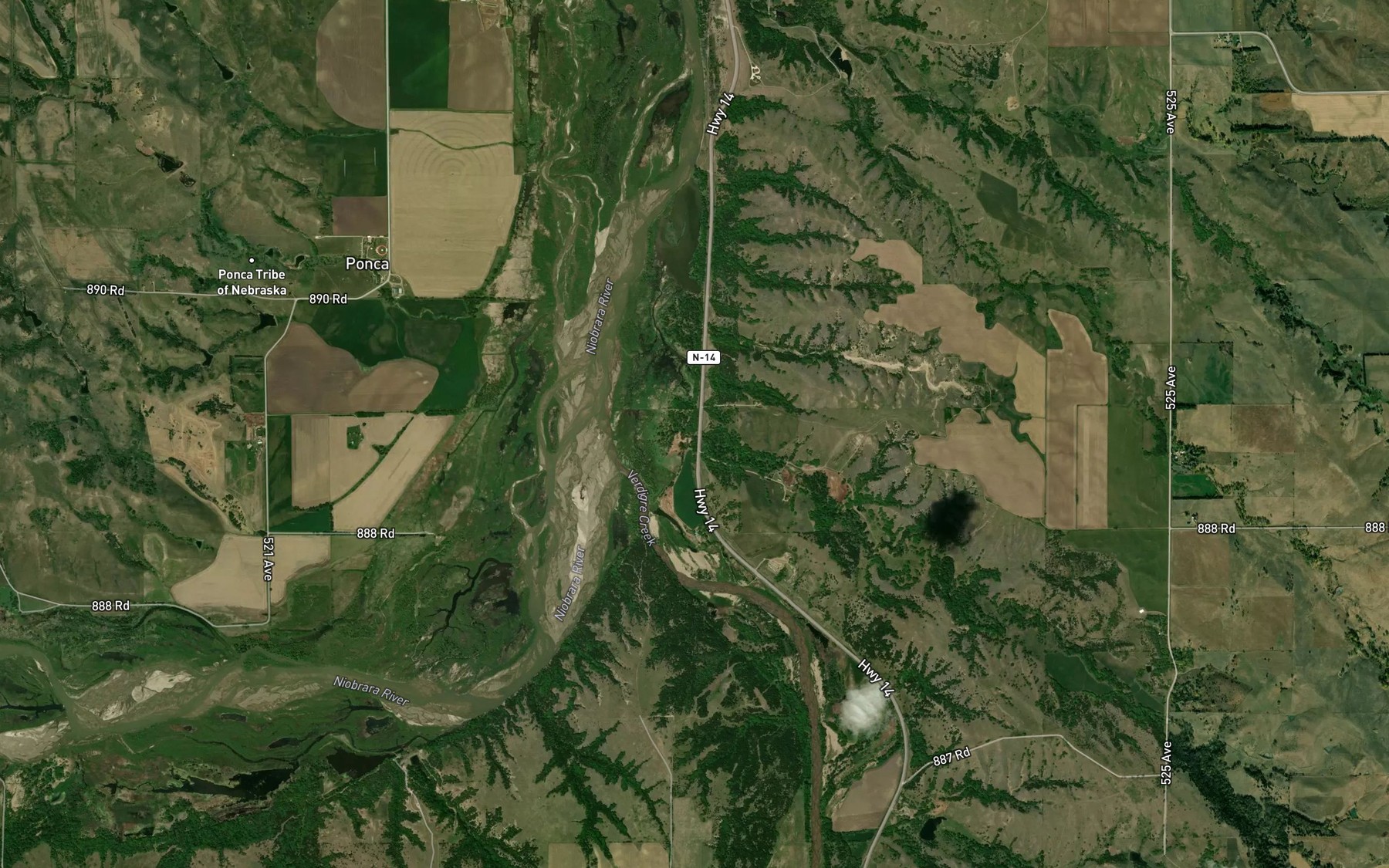 Satellite map of the Bingham Creek