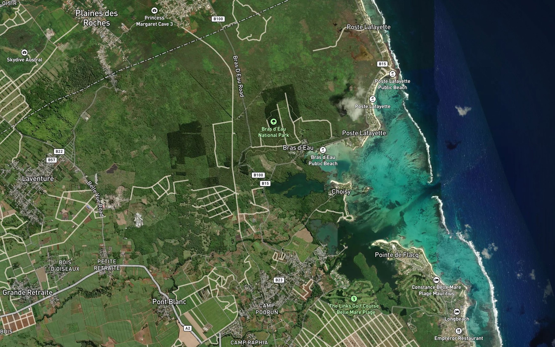Satellite map of the Beau Port
