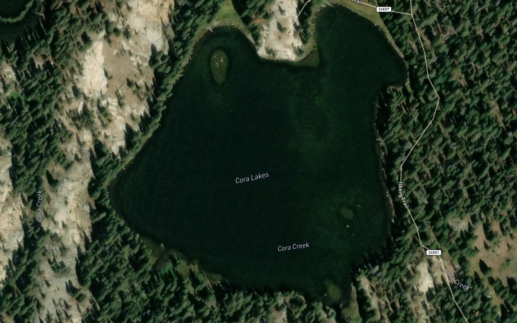 Satellite map of the Cora Lakes