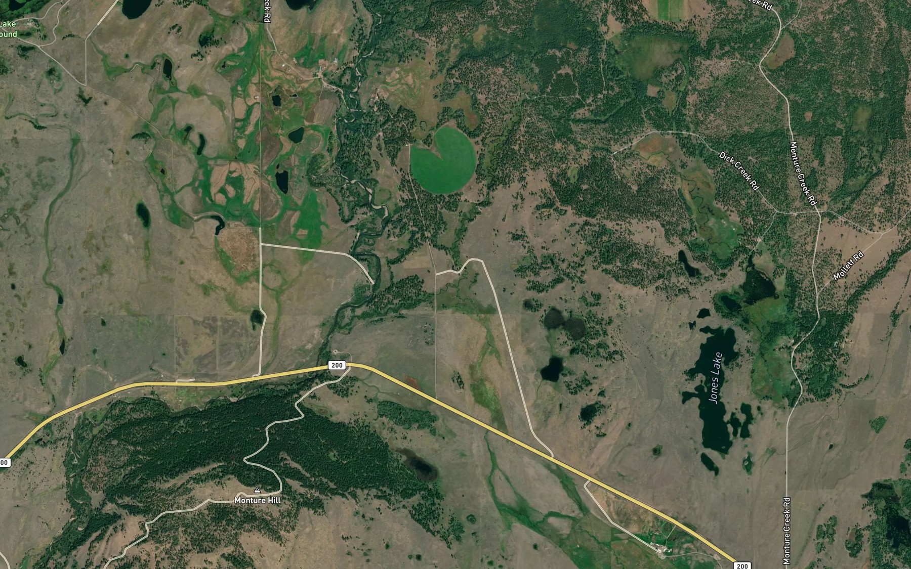 Satellite map of the Hoyt Creek