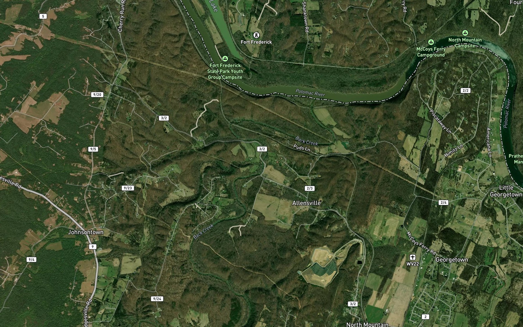 Satellite map of the Tilhance Creek
