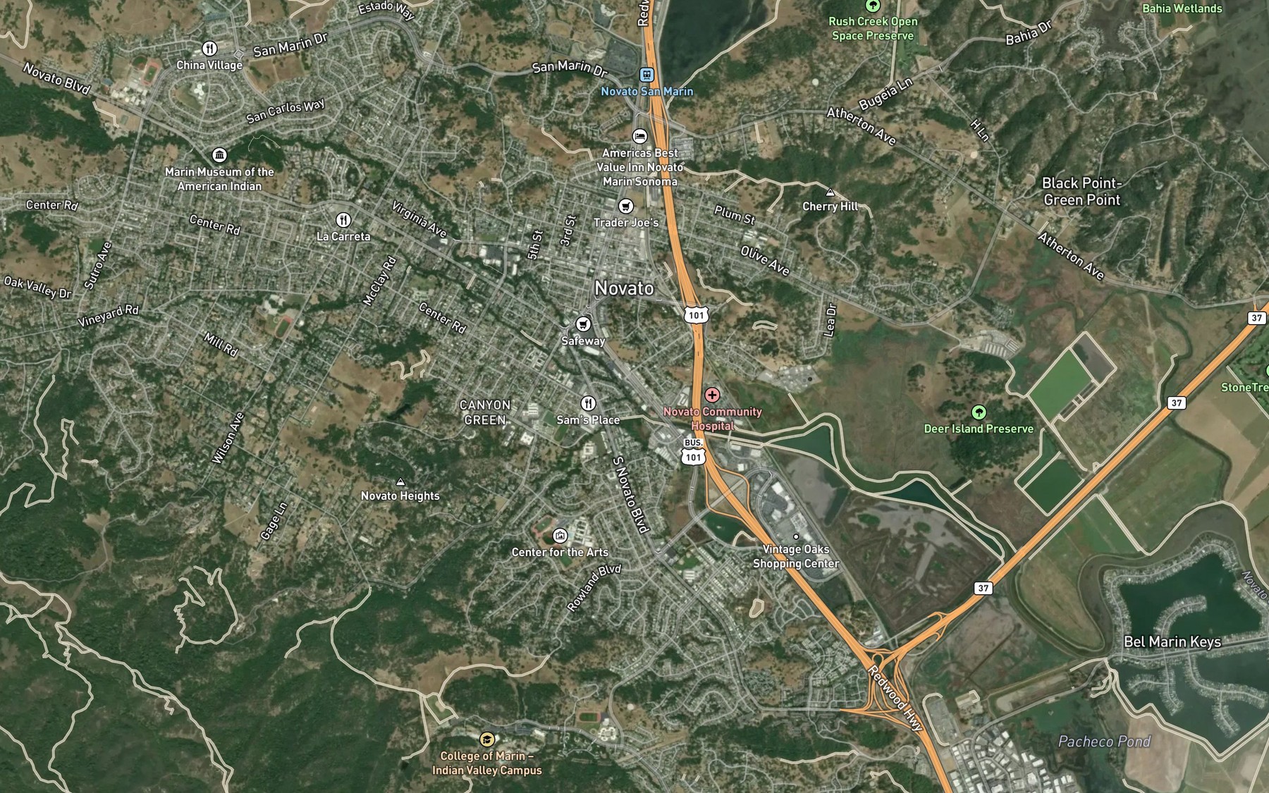Satellite map of the Arroyo Avichi