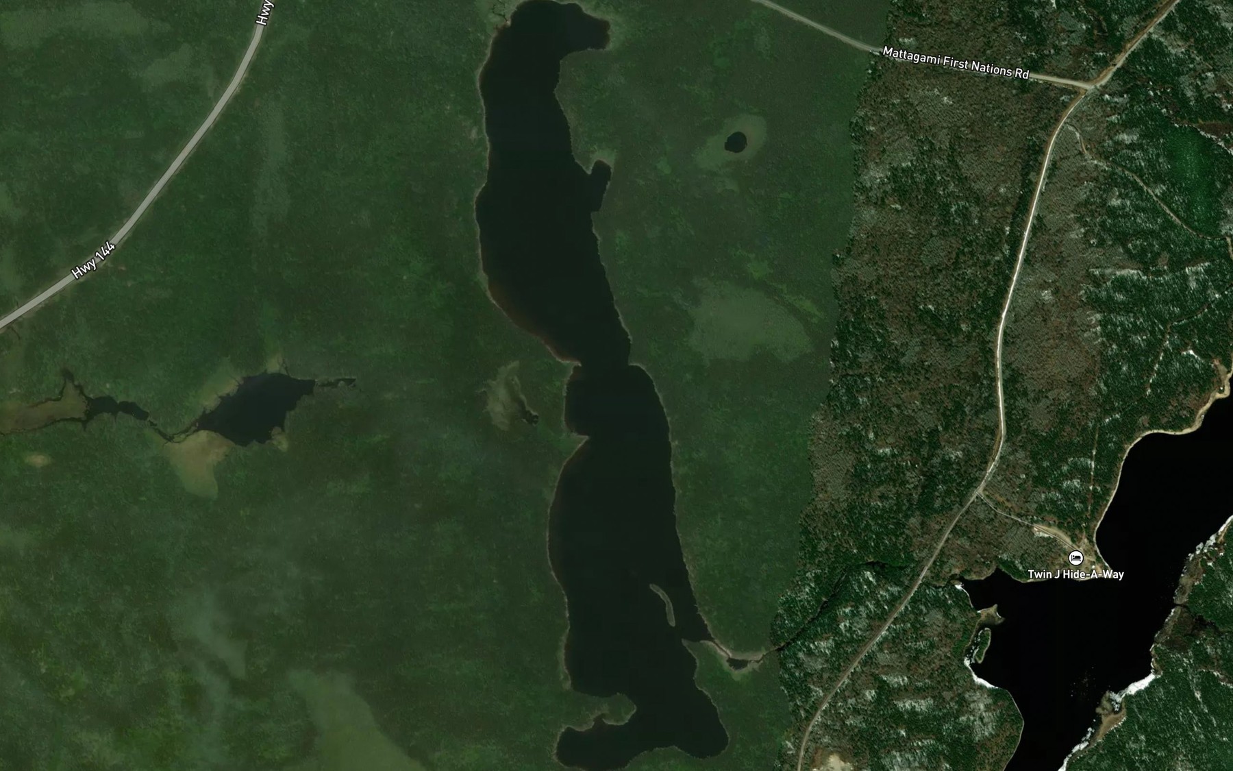 Satellite map of the Lower Stetham Lake