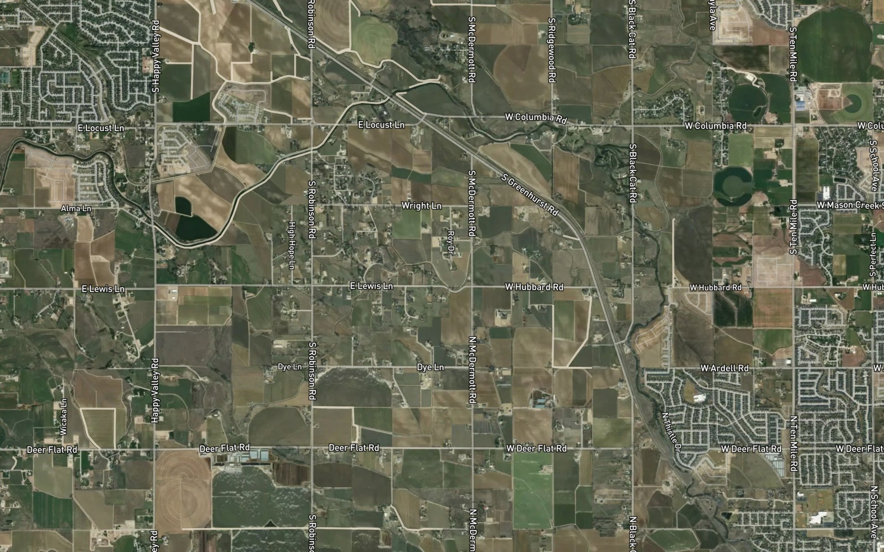 Satellite map of the Ridenbaugh High Line Canal
