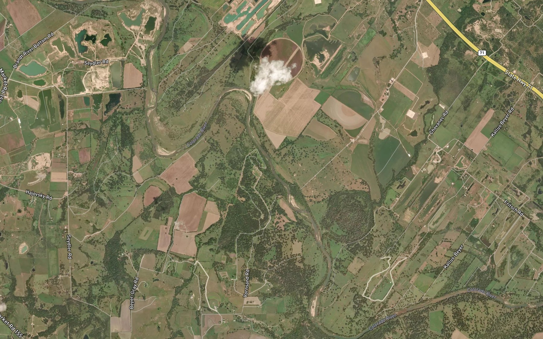 Satellite map of the Brushy Creek