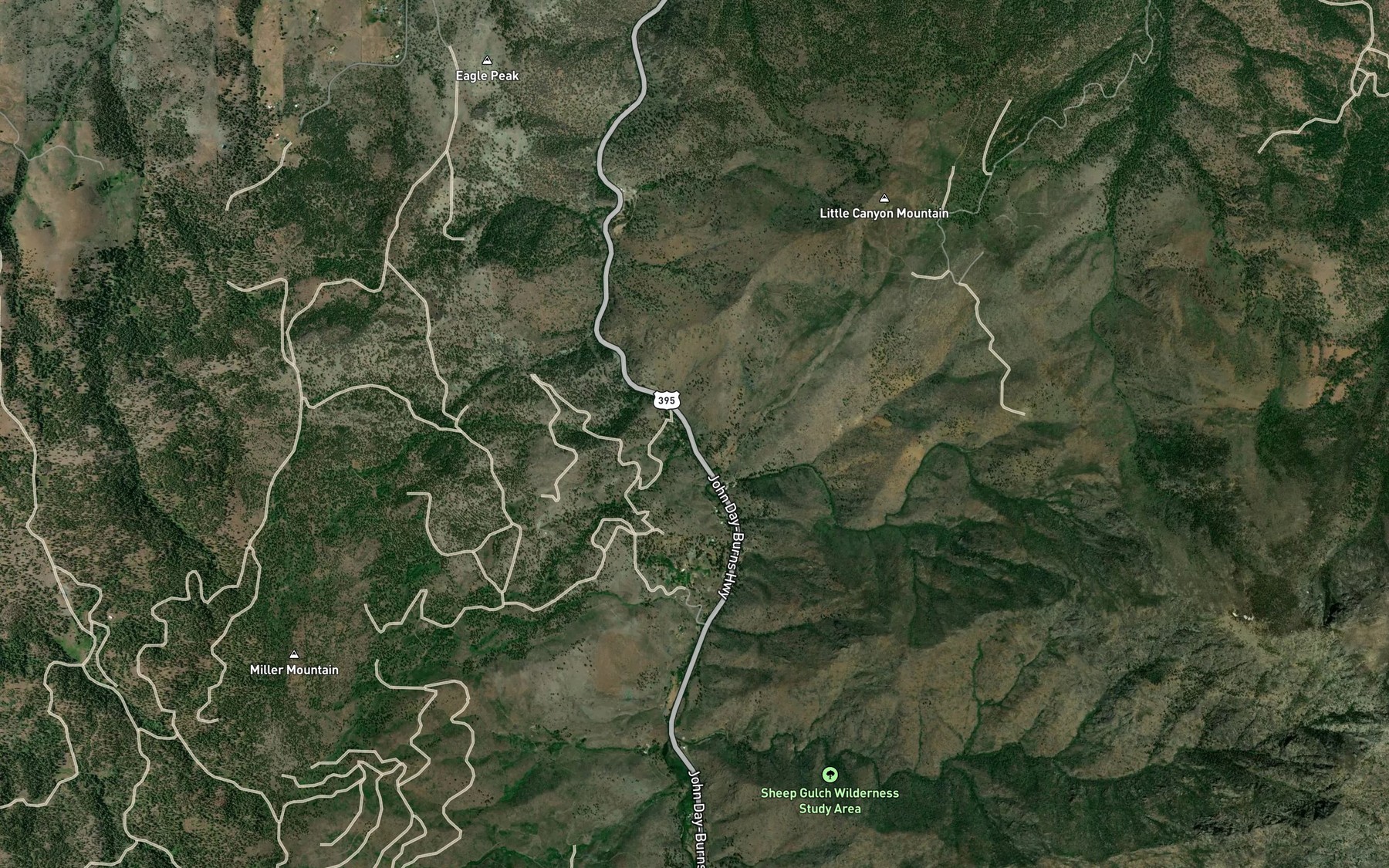 Satellite map of the Rhodabush Creek