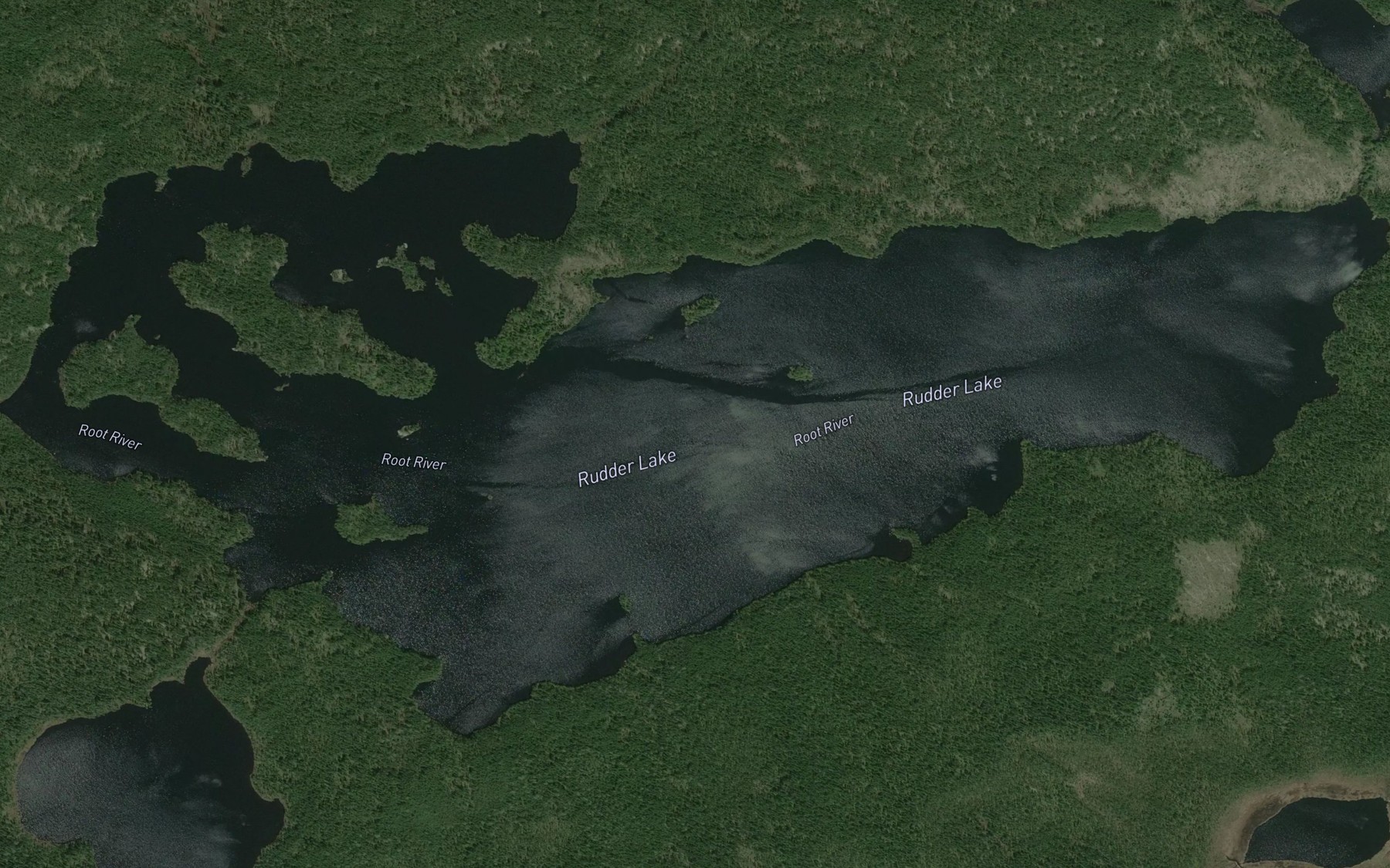 Satellite map of the Rudder Lake
