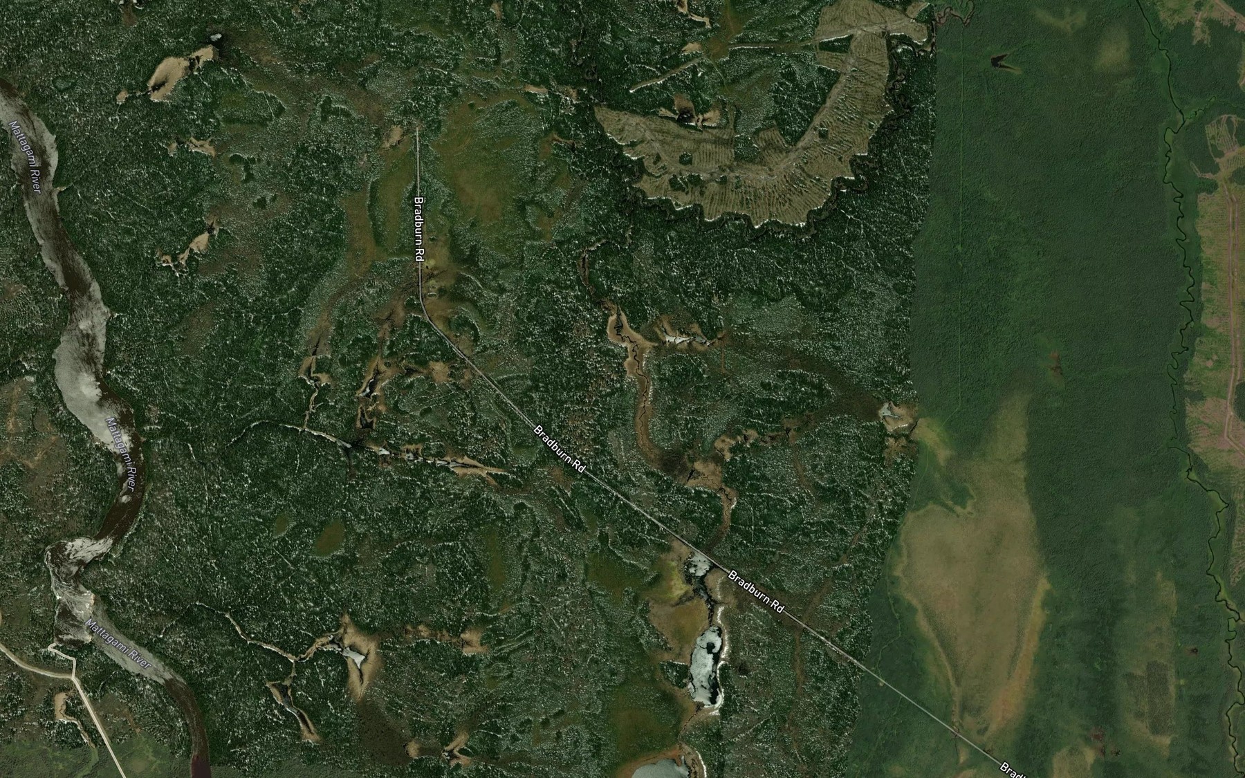Satellite map of the Little Bradburn Creek