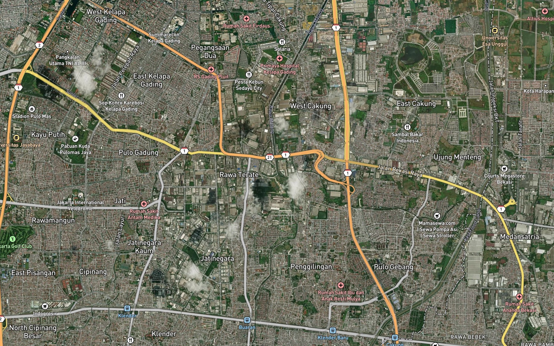 Satellite map of the Cakung Drain