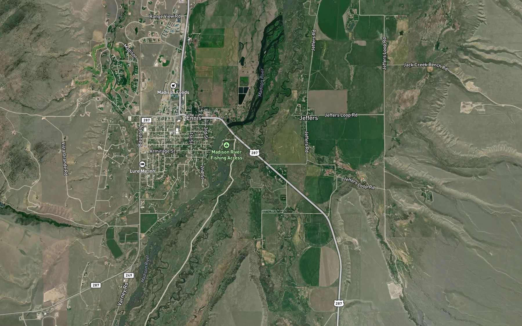 Satellite map of the Bear Creek
