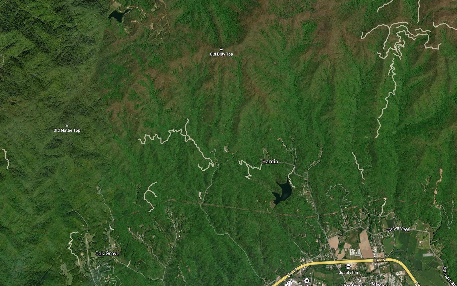 Satellite map of the Sunk Branch