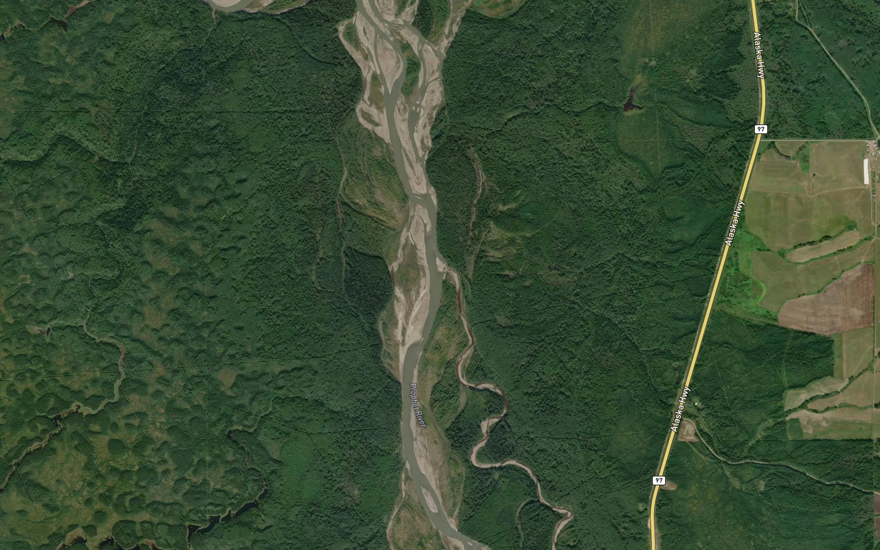 Satellite map of the Bougie Creek