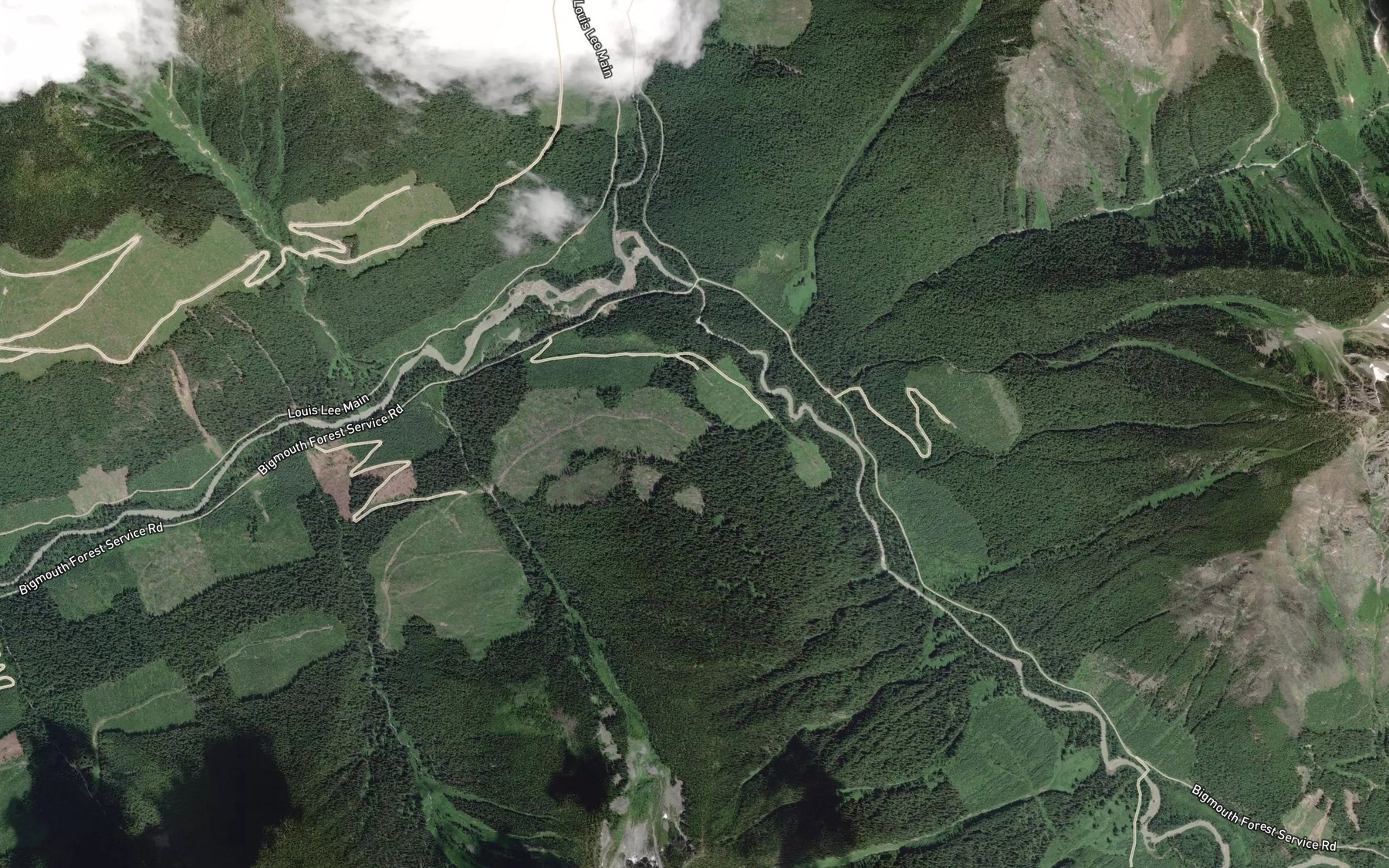 Satellite map of the Louis Lee Creek