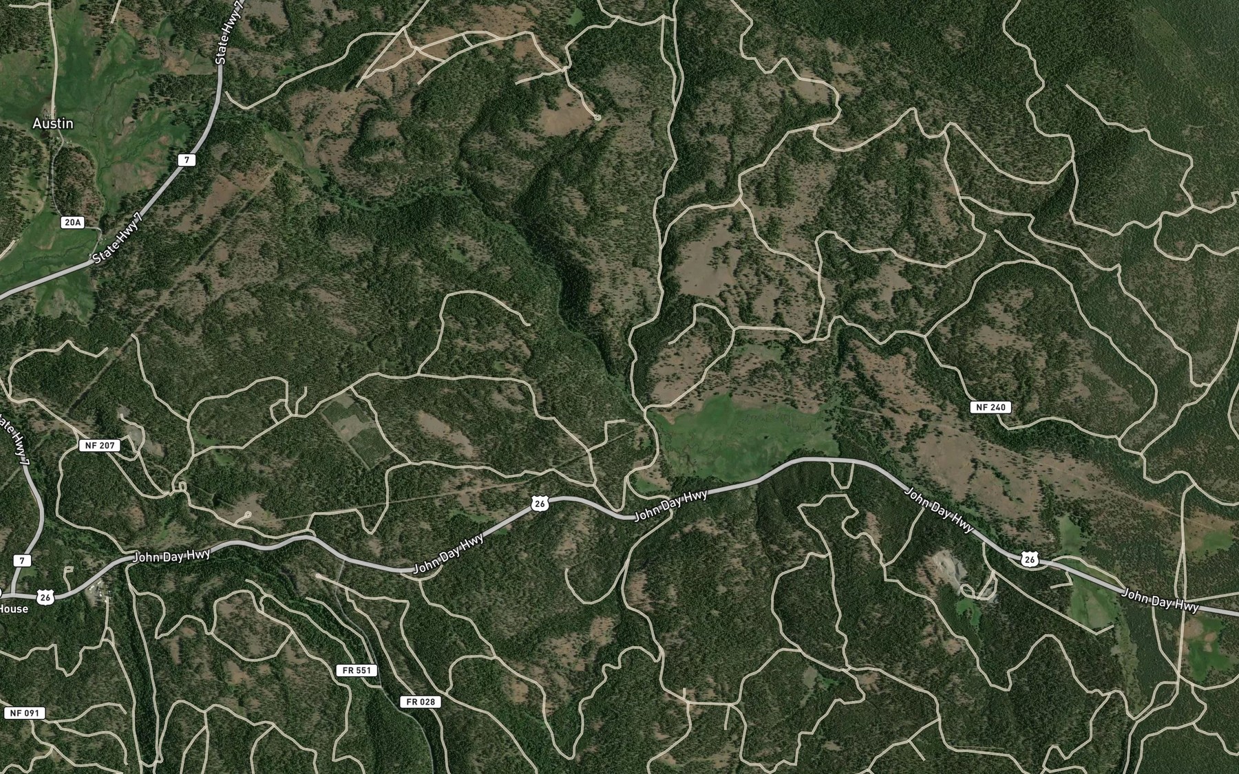 Satellite map of the Crawford Creek