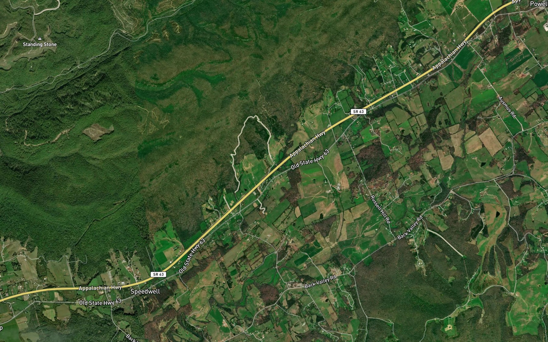 Satellite map of the Upper Fall Branch
