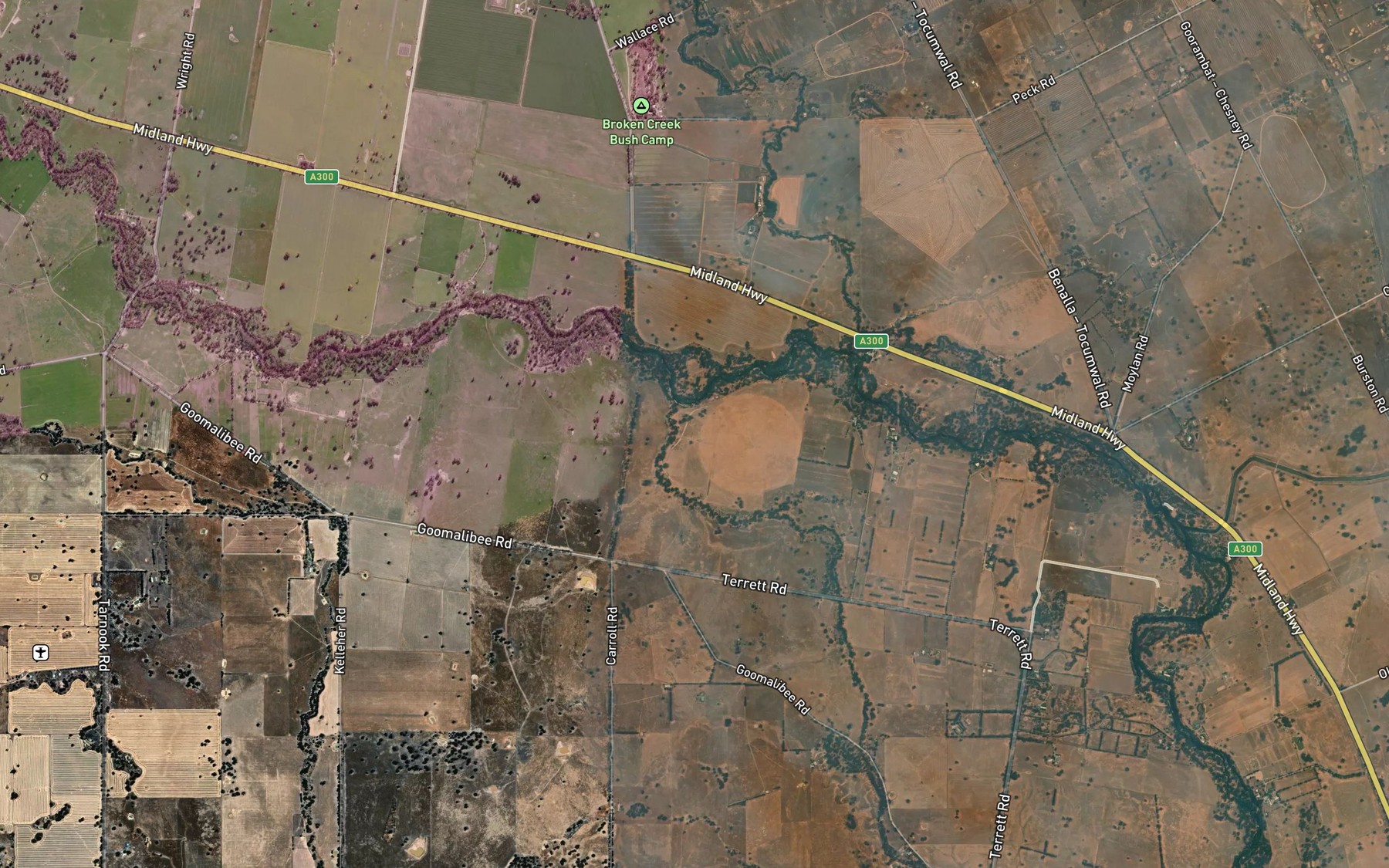 Satellite map of the Two Mile Creek