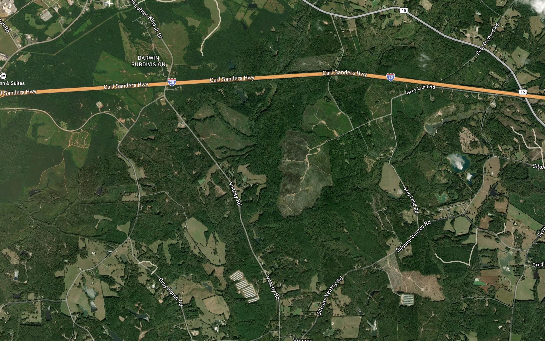 Satellite map of the Oliver Creek