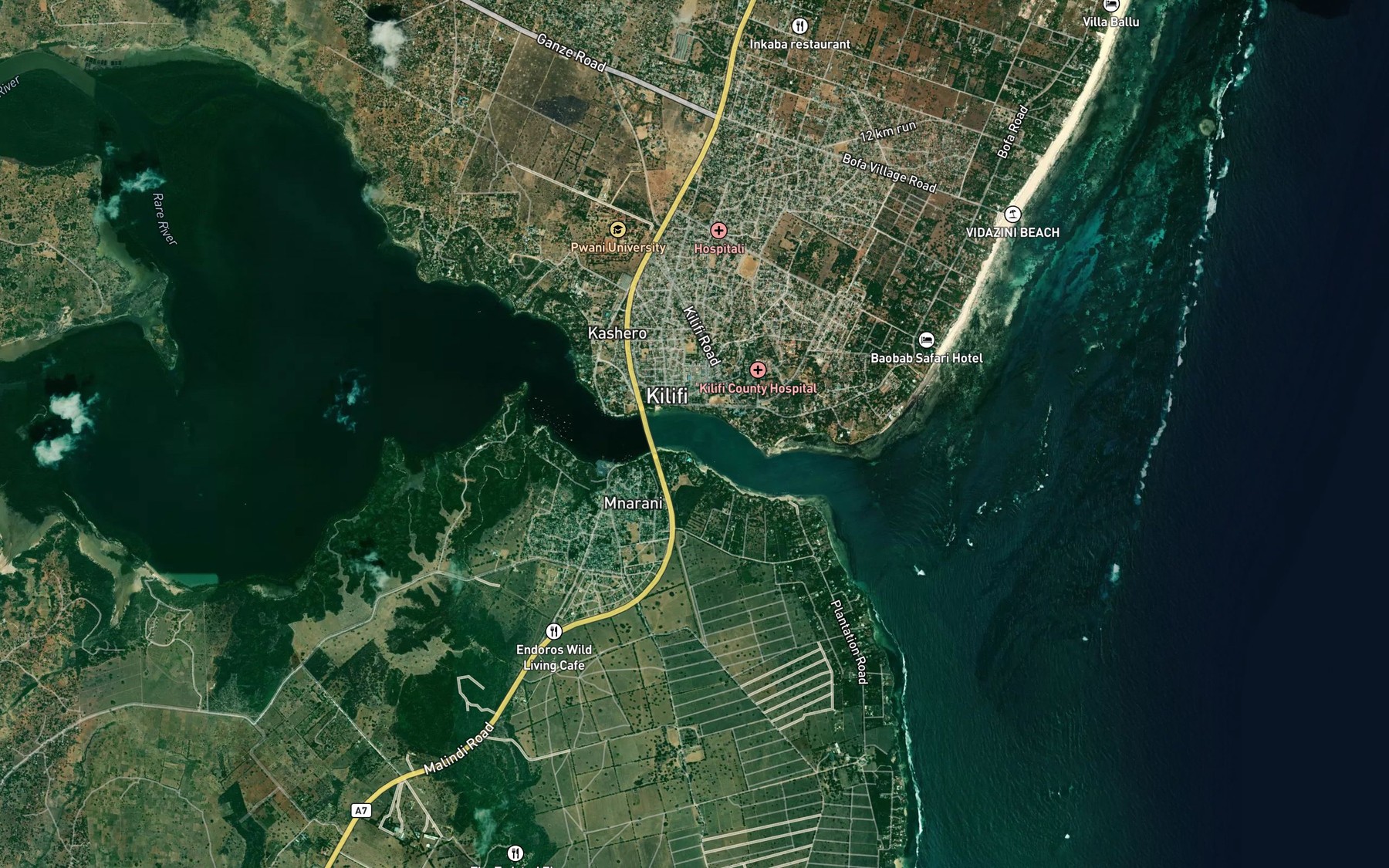 Satellite map of the Kilifi Creek