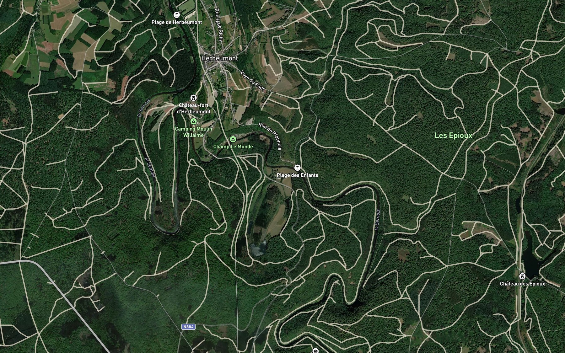 Satellite map of the Antrogne