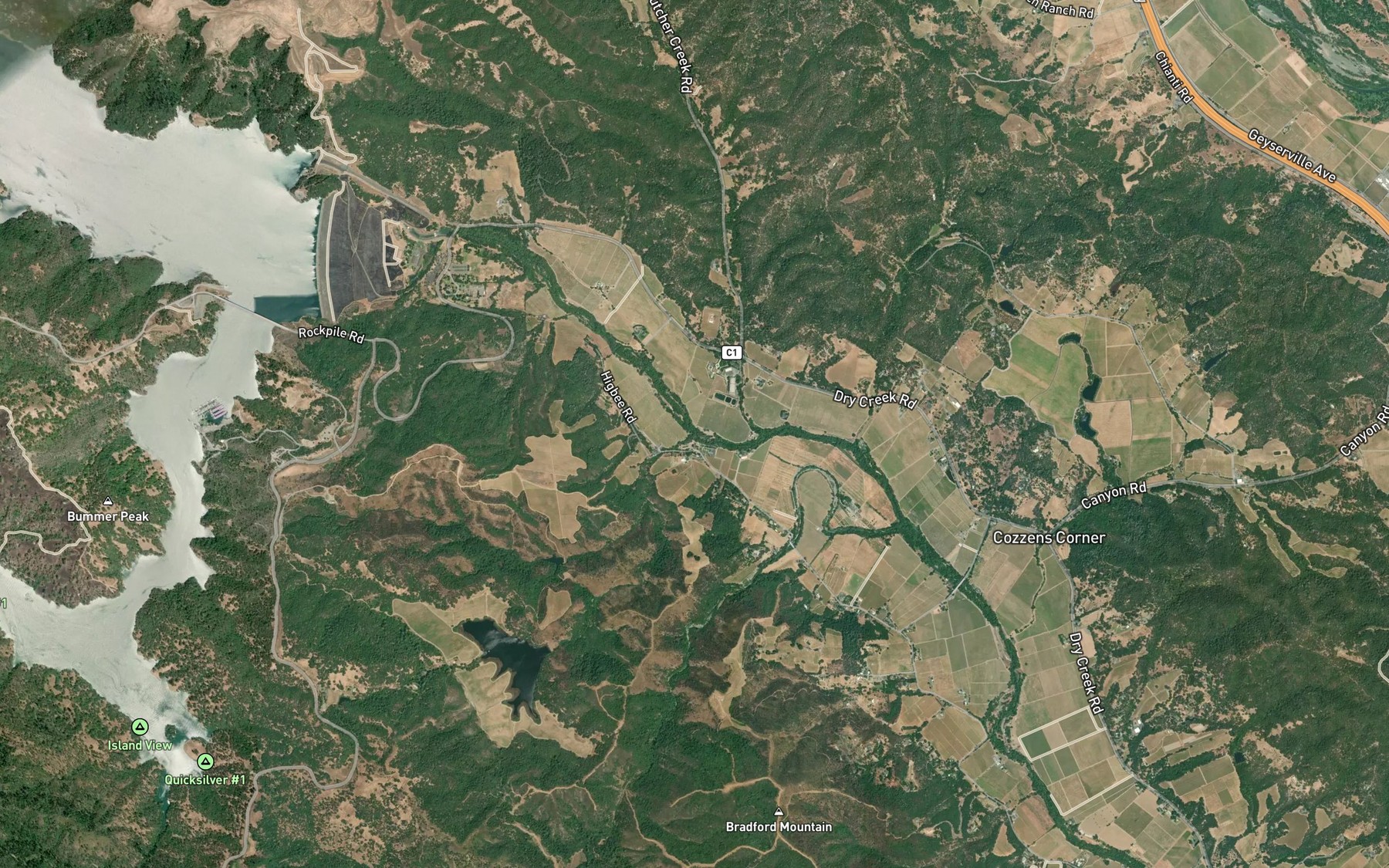 Satellite map of the Fall Creek