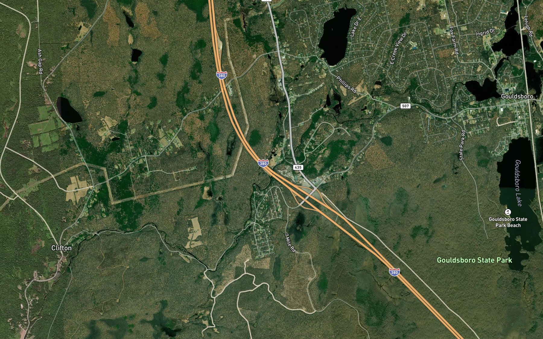 Satellite map of the Tamarack Creek