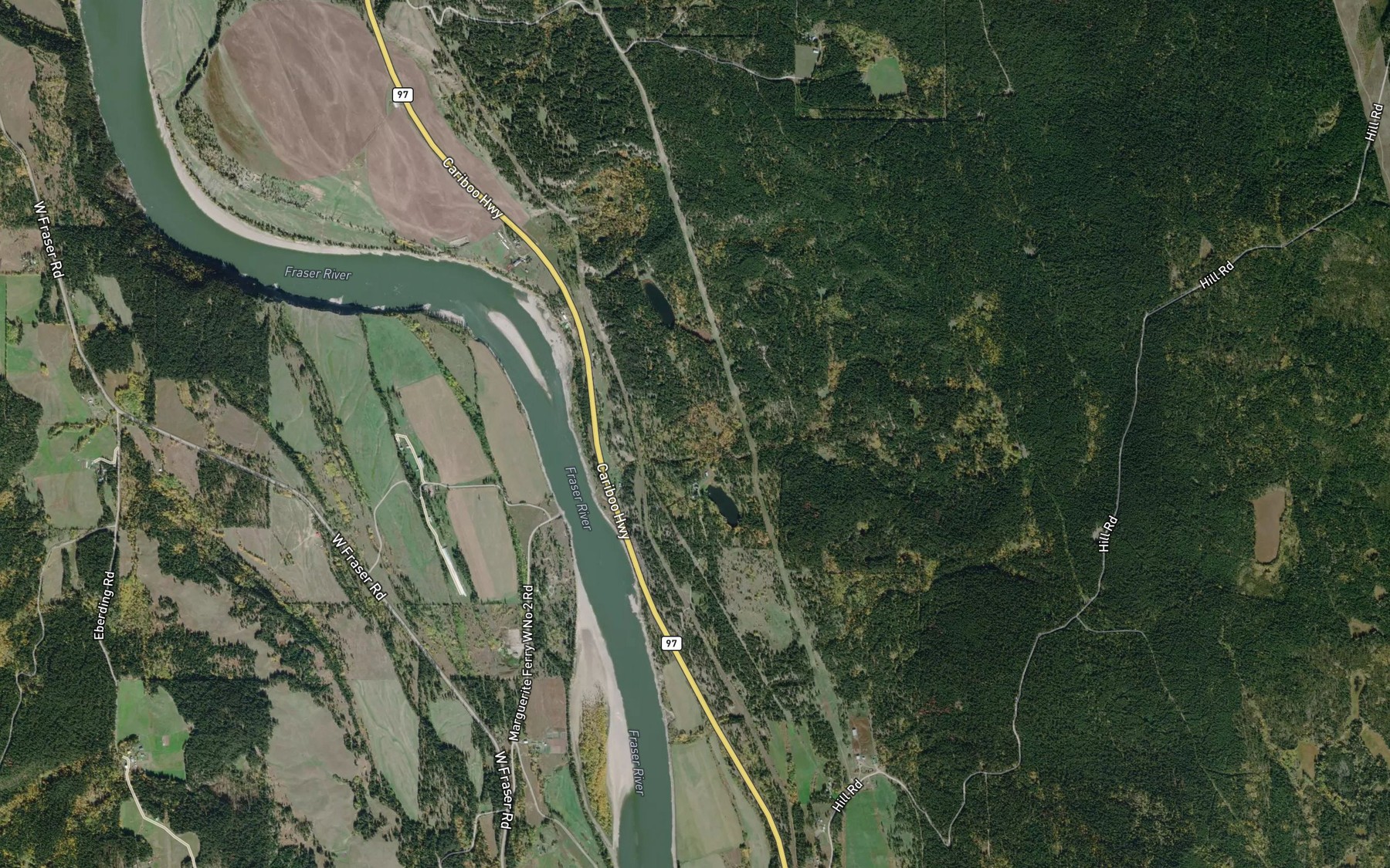 Satellite map of the Honeyburn Creek