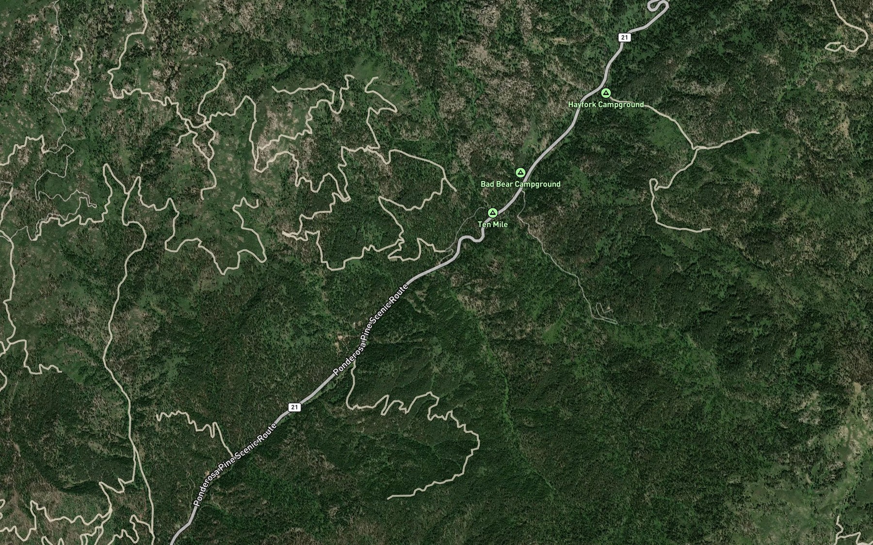 Satellite map of the Hooton Creek