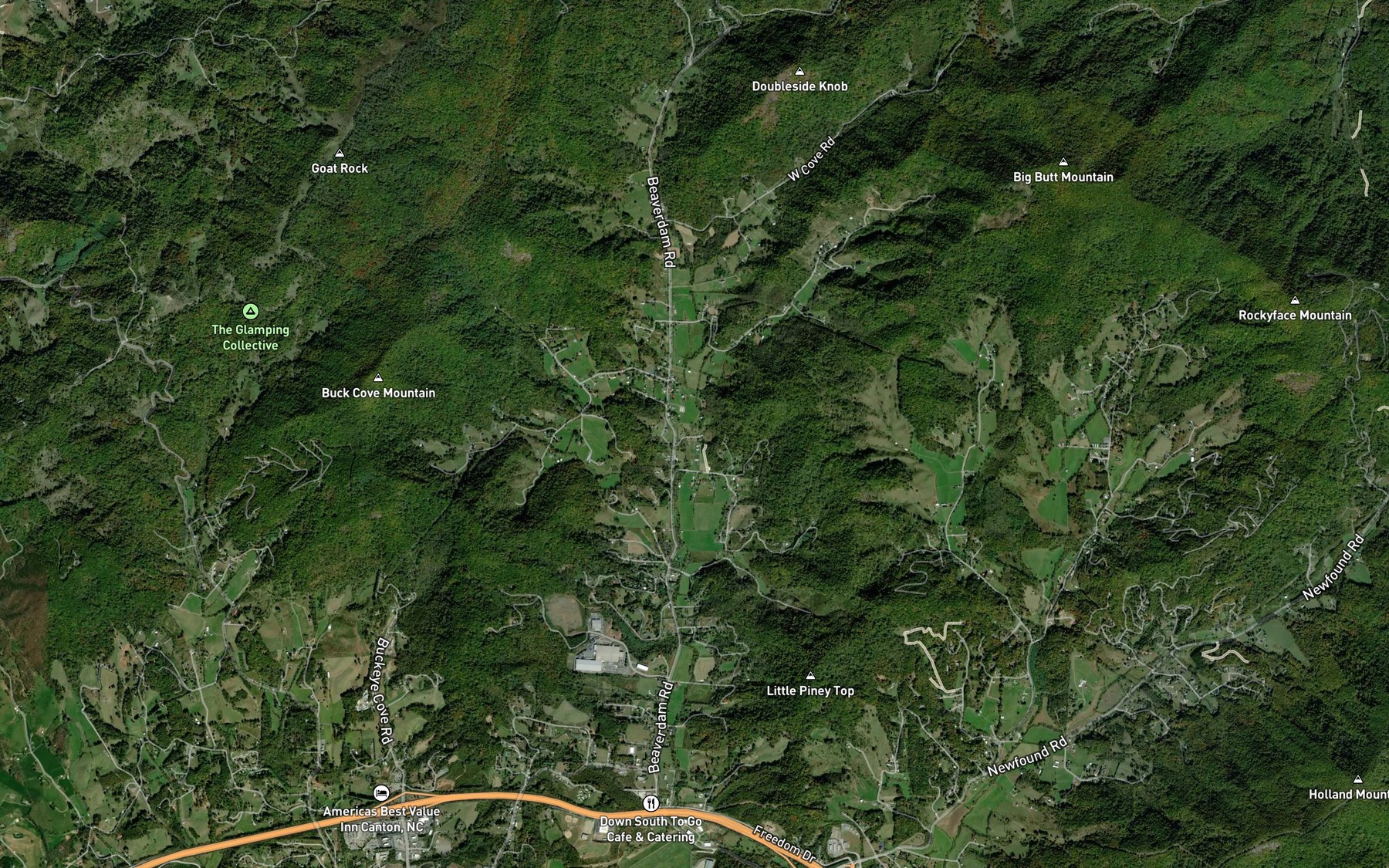 Satellite map of the Rough Creek