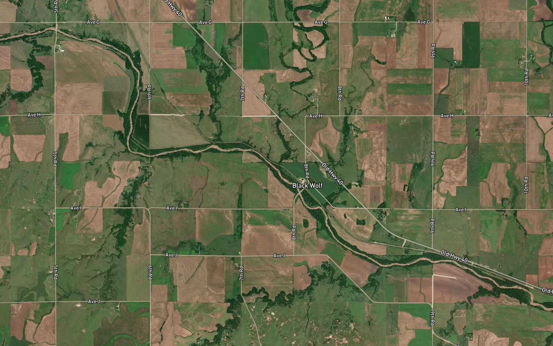 Satellite map of the Cow Creek