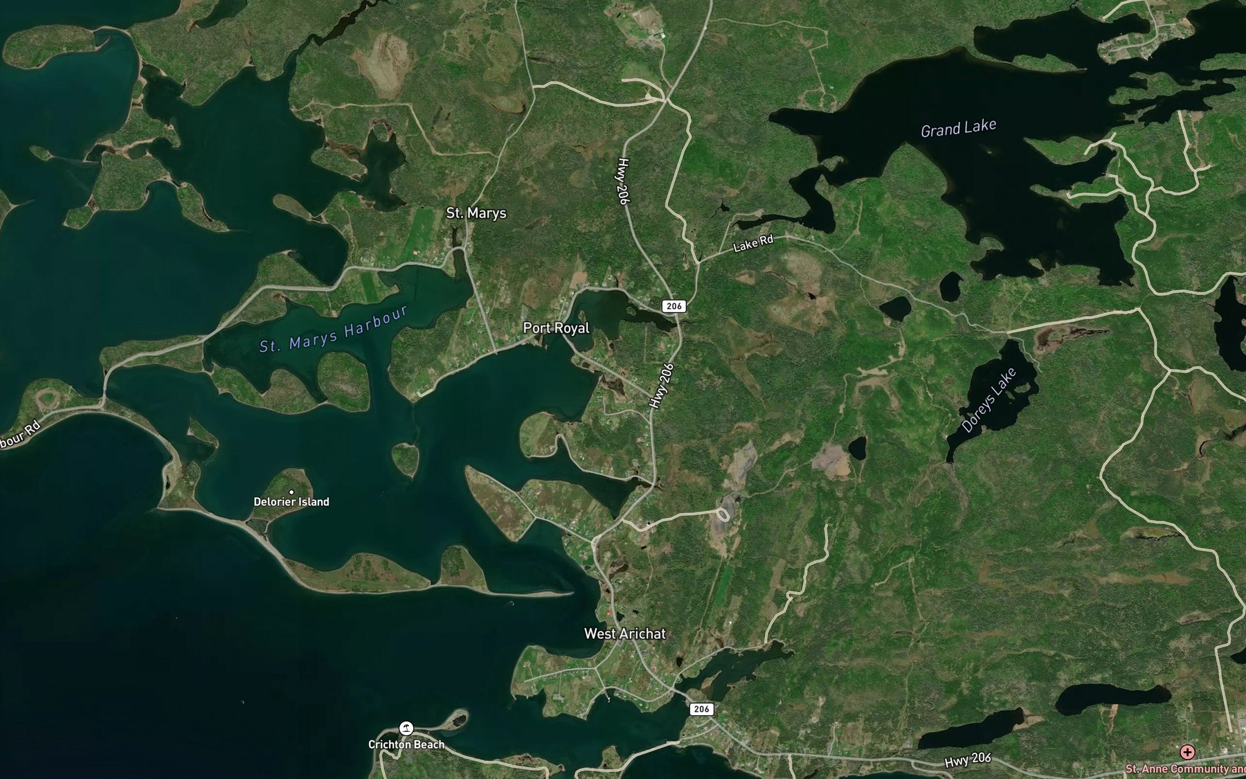 Satellite map of the Forgerons Cove