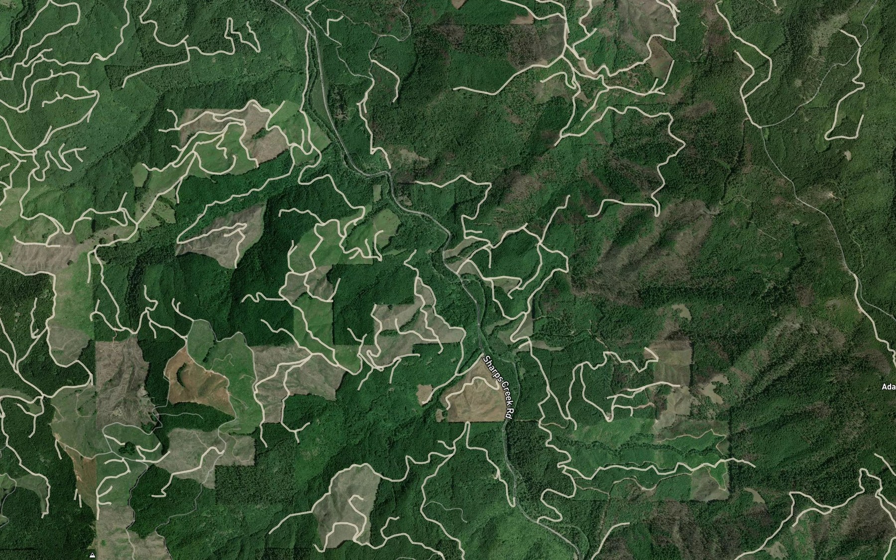 Satellite map of the Staples Creek