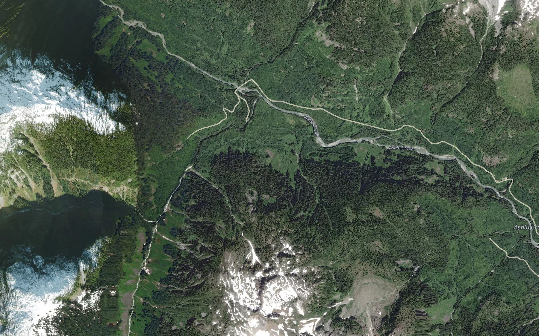 Satellite map of the Tatlow Creek