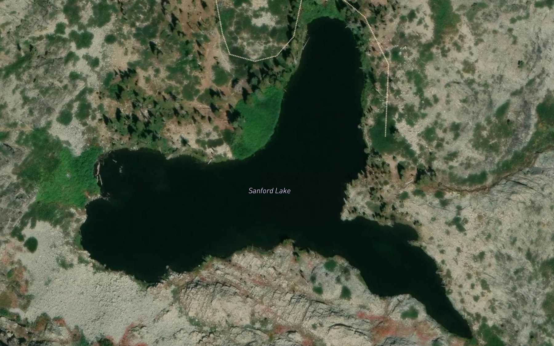 Satellite map of the Sanford Lake