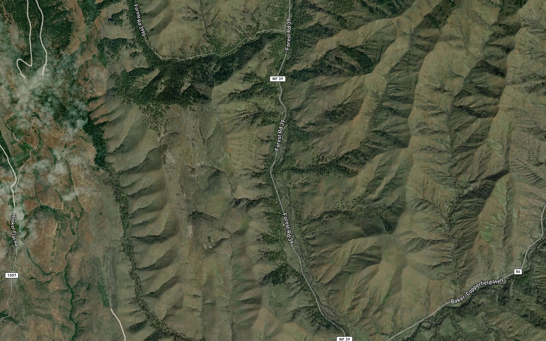 Satellite map of the Turnbull Creek