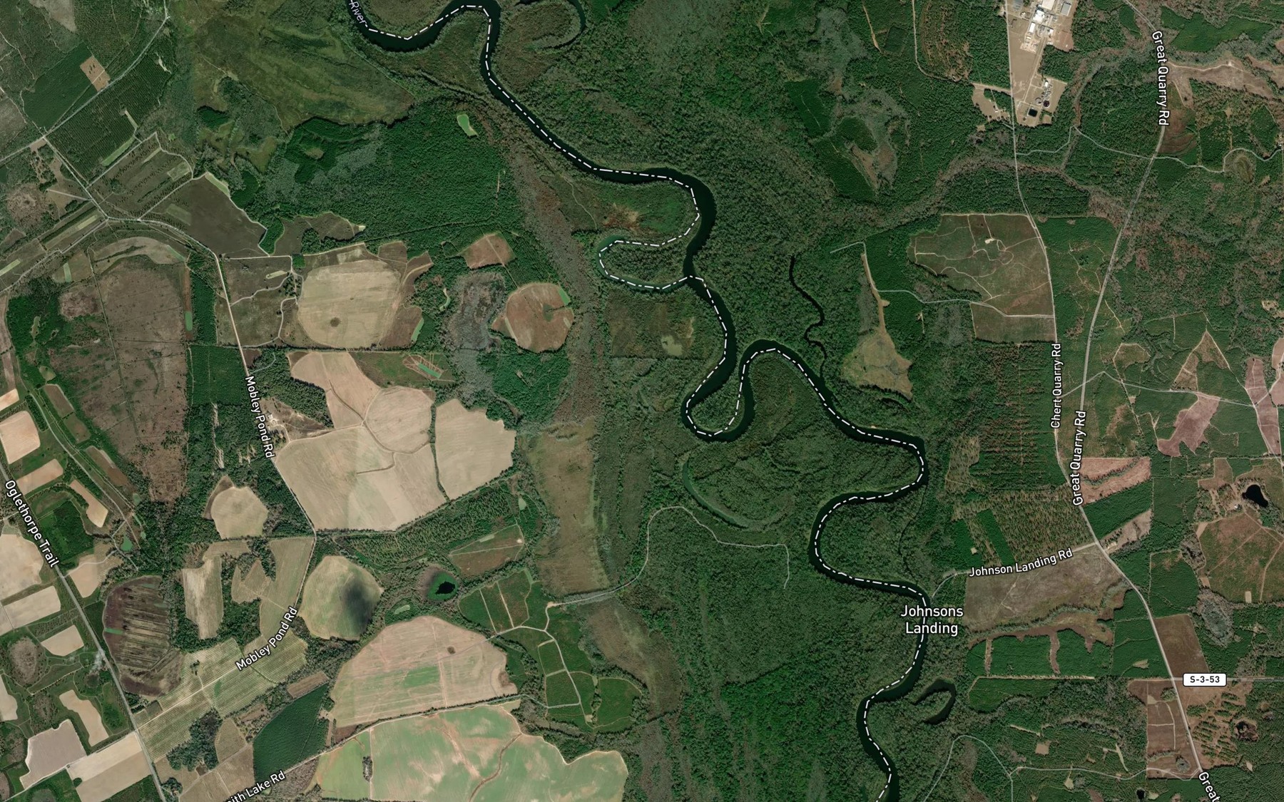 Satellite map of the Queen Lake