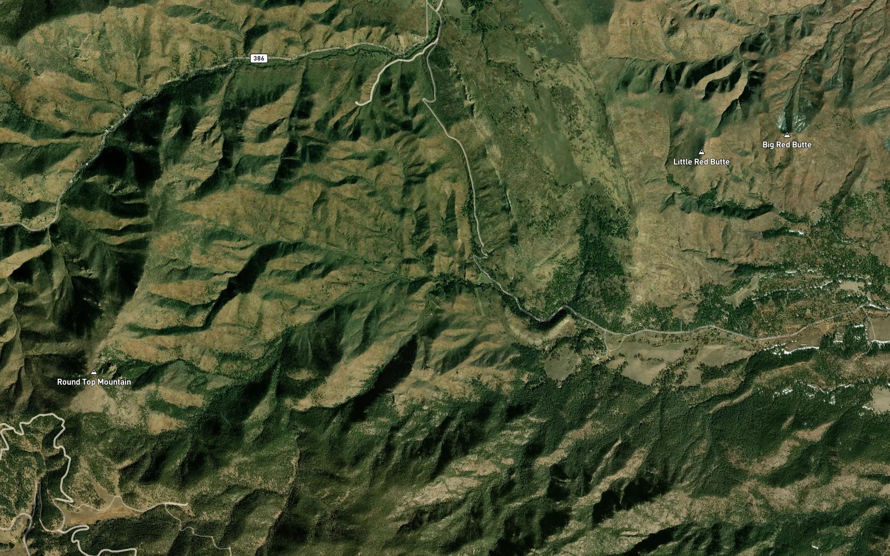 Satellite map of the Ditch Creek