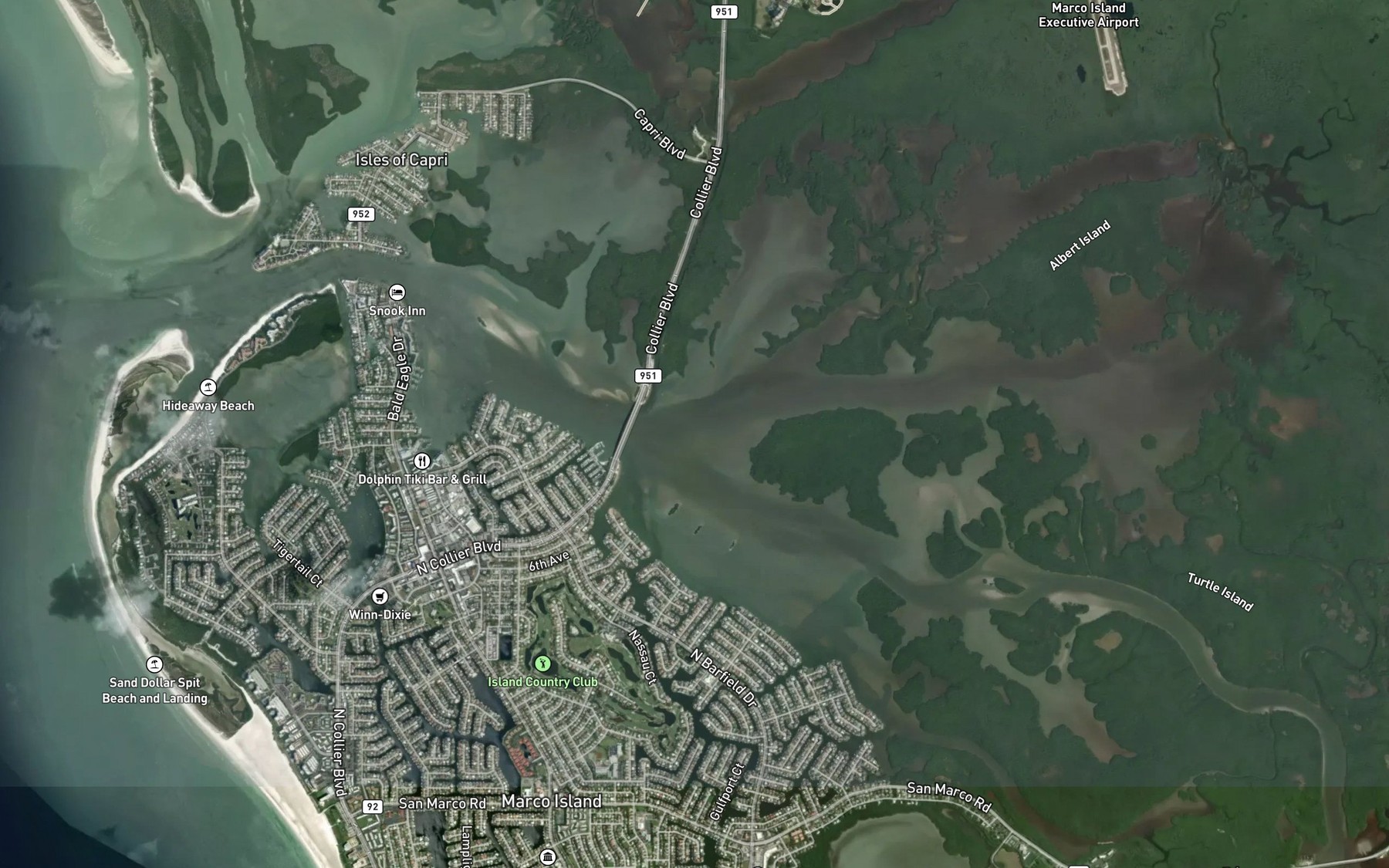 Satellite map of the East Marco Bay