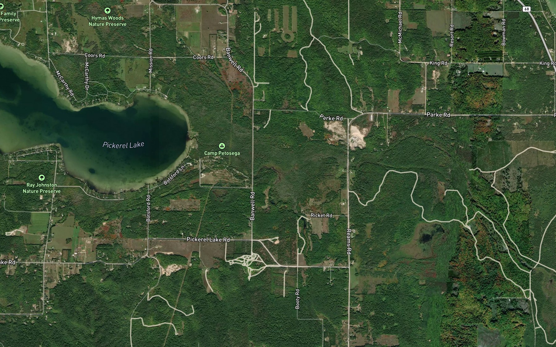 Satellite map of the Cedar Creek
