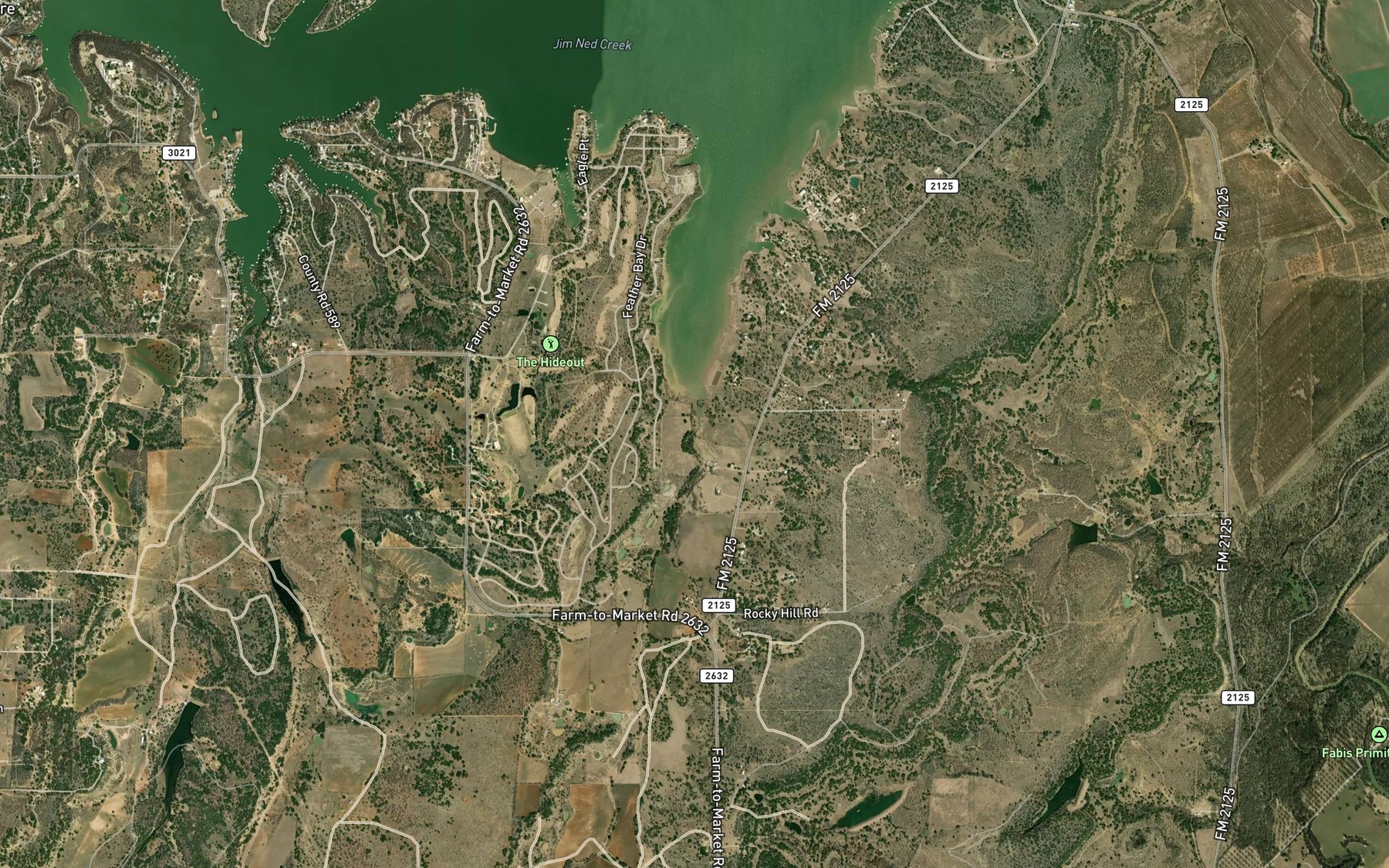Satellite map of the Jim Ned Branch