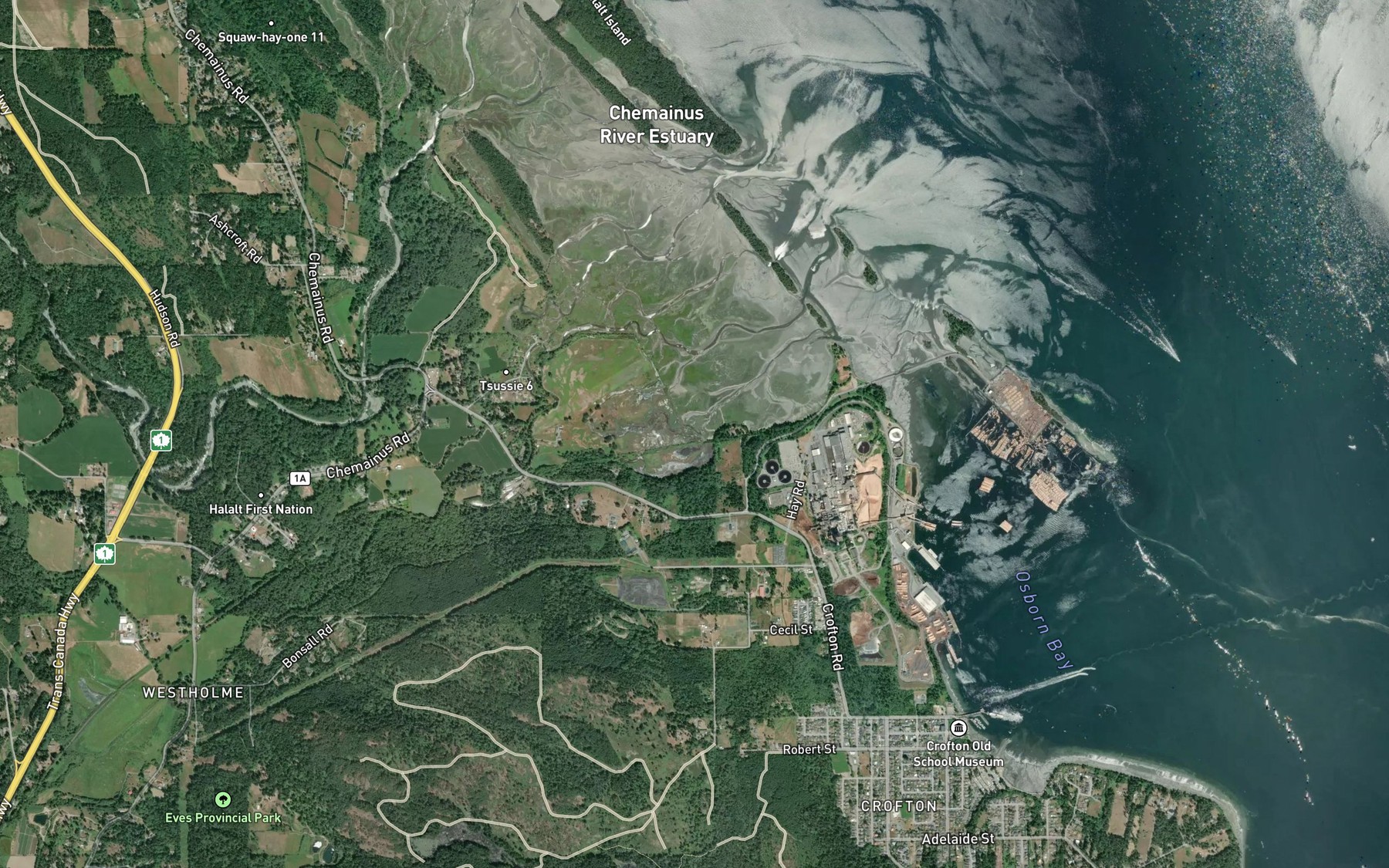 Satellite map of the Bonsall Creek