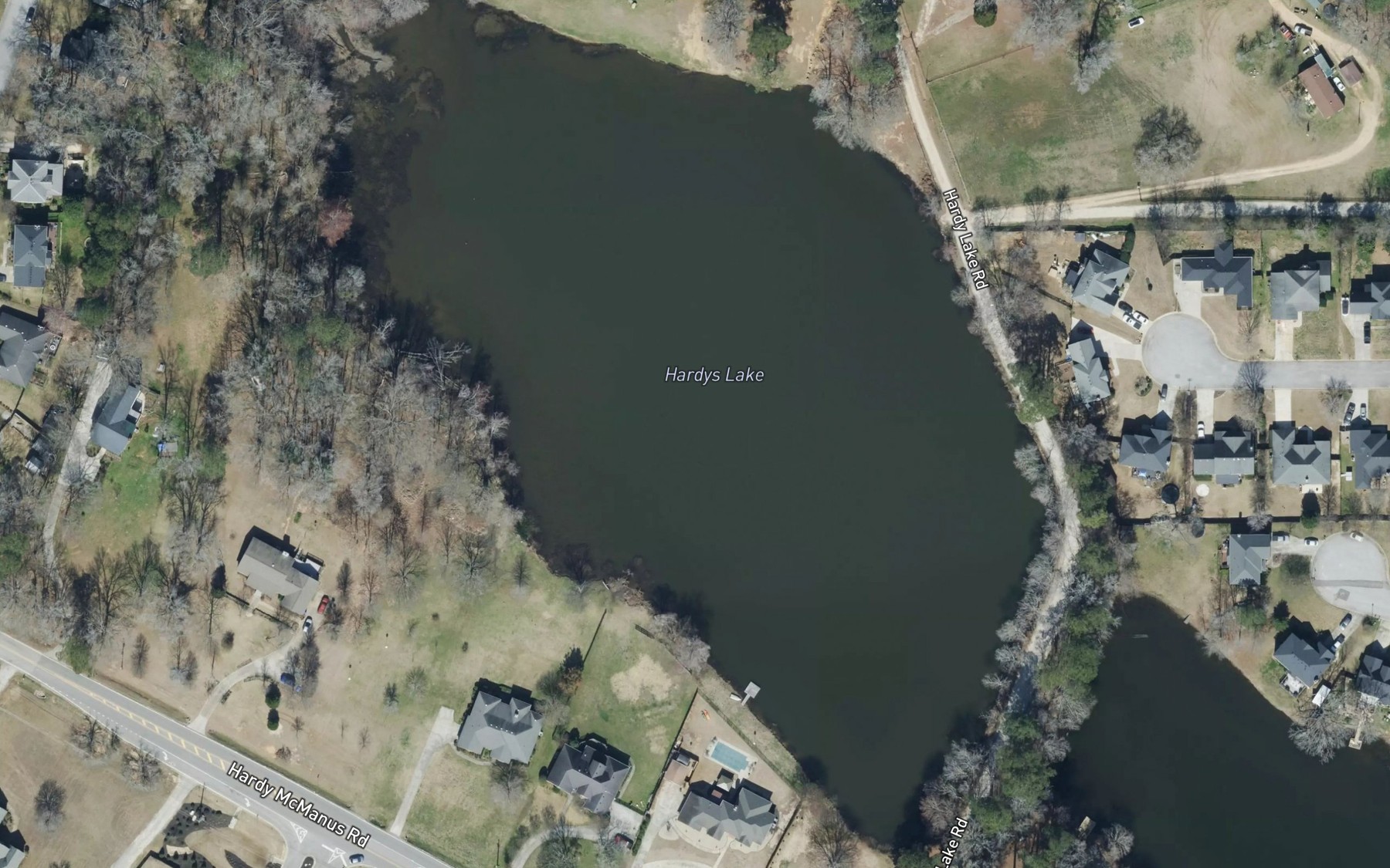 Satellite map of the Hardys Lake