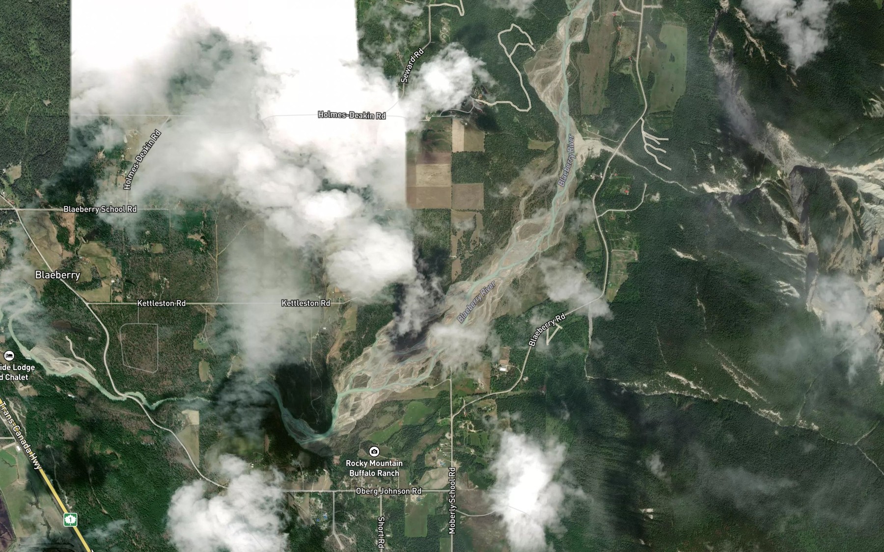 Satellite map of the Hedberg Creek